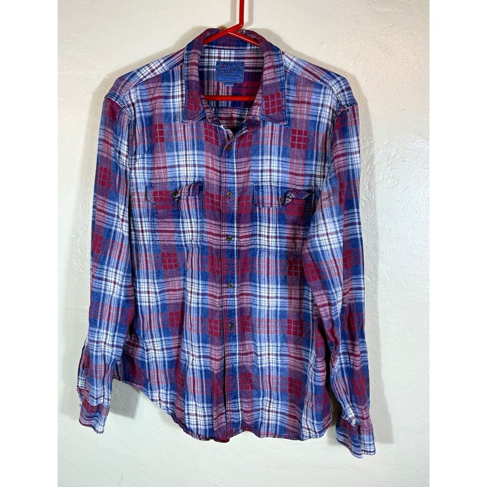 2 Pack J.Crew Slim Fit Plaid Flannel Button Up Shirt LS Pockets Blue Red White L